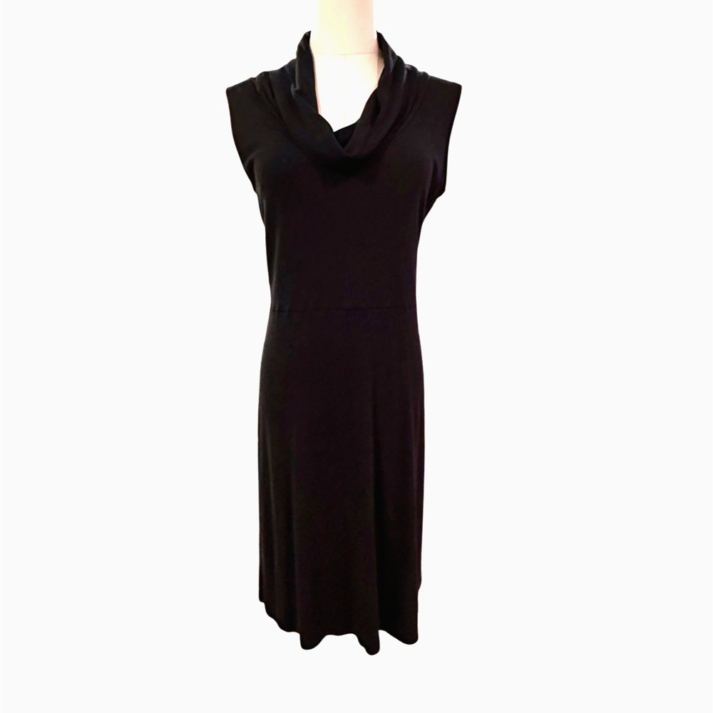LOFT Black Sleeveless Cowl Neck Stretch Dress Size 8